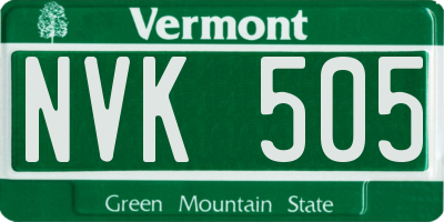 VT license plate NVK505