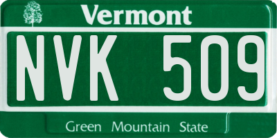 VT license plate NVK509