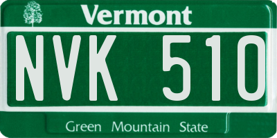VT license plate NVK510