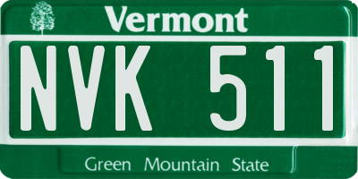 VT license plate NVK511