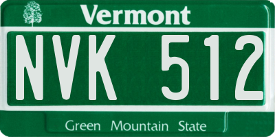 VT license plate NVK512