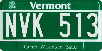 VT license plate NVK513