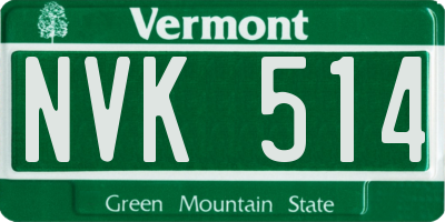 VT license plate NVK514