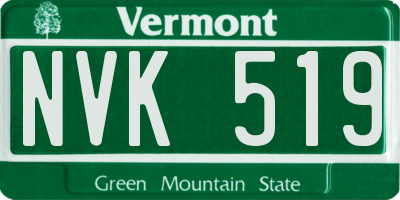 VT license plate NVK519