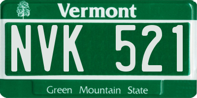 VT license plate NVK521