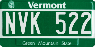 VT license plate NVK522
