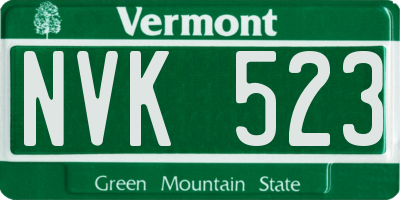 VT license plate NVK523