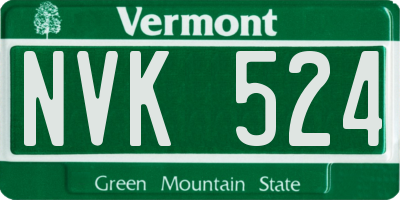 VT license plate NVK524