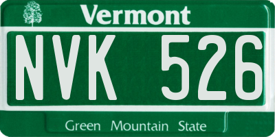 VT license plate NVK526