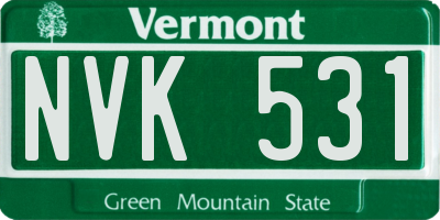VT license plate NVK531