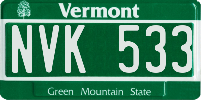 VT license plate NVK533