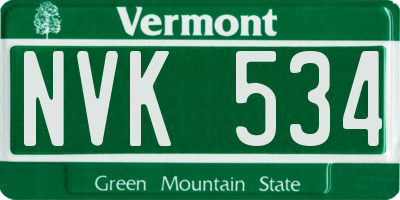 VT license plate NVK534