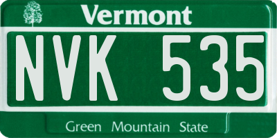 VT license plate NVK535