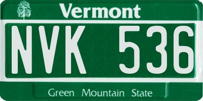 VT license plate NVK536