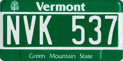 VT license plate NVK537