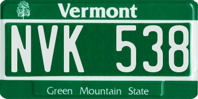 VT license plate NVK538