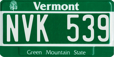 VT license plate NVK539