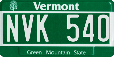 VT license plate NVK540