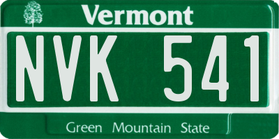 VT license plate NVK541