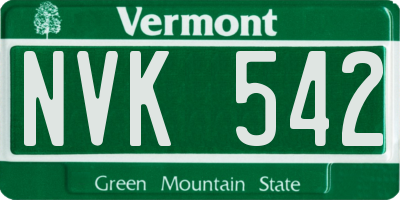 VT license plate NVK542