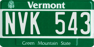VT license plate NVK543