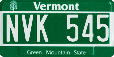 VT license plate NVK545