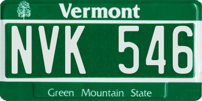 VT license plate NVK546