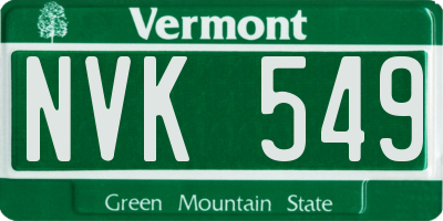VT license plate NVK549