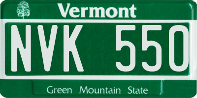 VT license plate NVK550