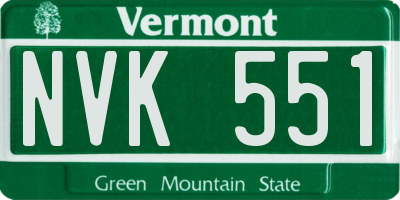VT license plate NVK551