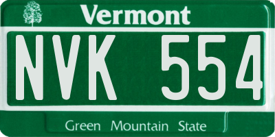 VT license plate NVK554