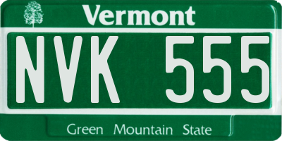 VT license plate NVK555