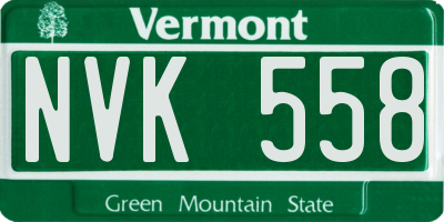 VT license plate NVK558