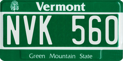 VT license plate NVK560