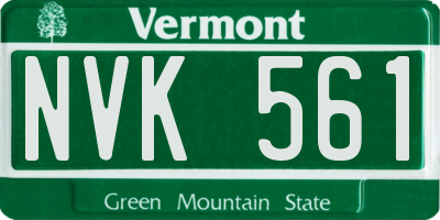 VT license plate NVK561