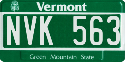 VT license plate NVK563