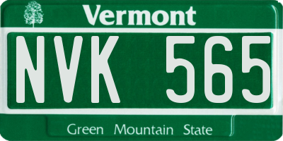 VT license plate NVK565