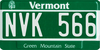 VT license plate NVK566