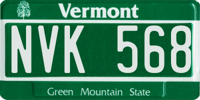 VT license plate NVK568