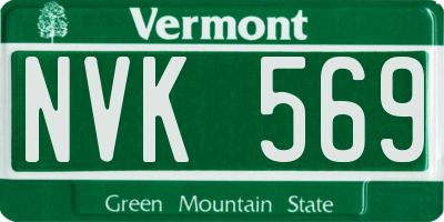 VT license plate NVK569