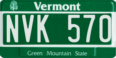 VT license plate NVK570