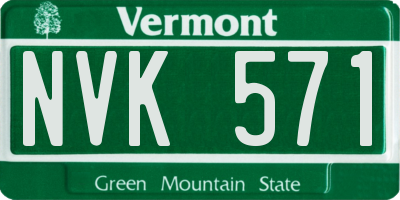 VT license plate NVK571