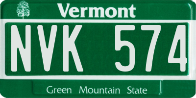 VT license plate NVK574