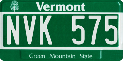 VT license plate NVK575