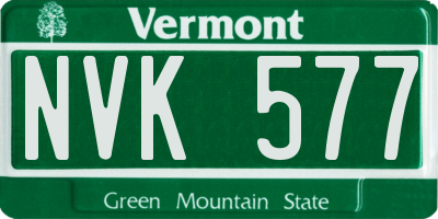 VT license plate NVK577