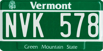 VT license plate NVK578