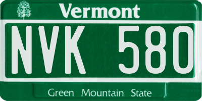 VT license plate NVK580