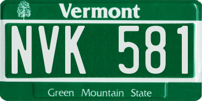 VT license plate NVK581