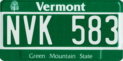 VT license plate NVK583