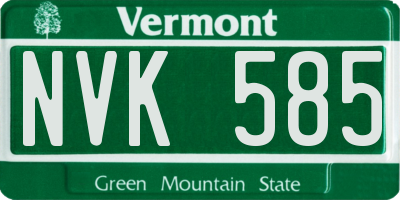 VT license plate NVK585
